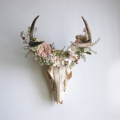 Preserved FloralsWoodworkingIllustration by MaisonDeLaCroix Antler Art, Animal Skull, Deer Decor, Deer Skulls, Skull Decor, Cow Skull, Deco Floral, Animal Skulls, Floral Crown