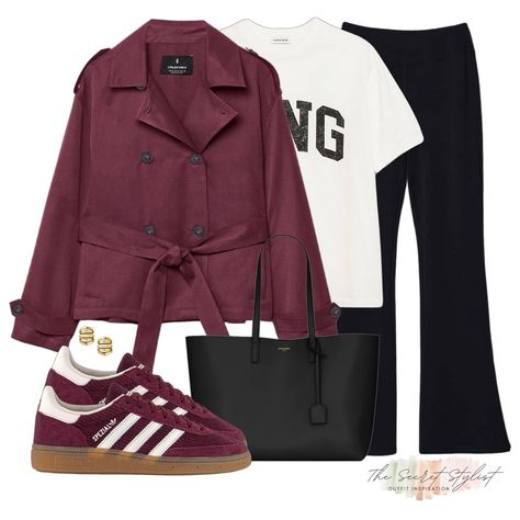 The burgundy Adidas Spezials we didn’t know we needed just arrived in the autumn 2024 colour of the season 😮‍💨 Styled with flared leggings (an autumn wardrobe staple) two ways; with this gorgeous matching burgundy trench coat and with a classic Anine Bing sweatshirt 🙌🏼 Save for inspo Comment LINKS to receive the outfit links directly 🙌🏼 Or SHOP the outfit in the August highlight or via my LTK SHOP - The Secret Stylist #autumnstyle #autumnoutfit #autumnfashion #autumnoutfits #burgundy #bur... Burgundy Trench Coat Outfit, Burgundy Sneakers Outfit, Black Flares Outfit, Adidas Spezial Black, Burgundy Jacket Outfit, Anine Bing Sweatshirt, Autumnal Style, Burgundy Trench Coat, Flares Outfit