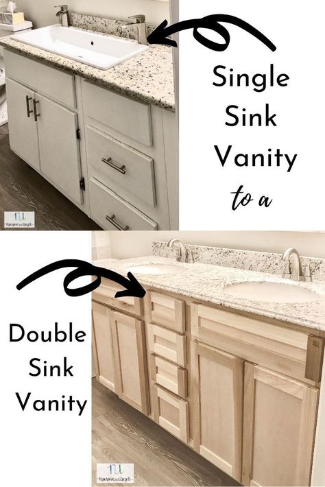 See how we replaced a single sink vanity with a double sink vanity. Replacing our single sink vanity with a double sink created more function for our bathroom. Diy Dual Sink Bathroom Vanity, Single Sink To Double Sink Bathroom, How To Replace Bathroom Vanity, Double Sink Kids Bathroom, Diy Double Vanity, Single Sink Bathroom Vanity Ideas, Small Bathroom Double Sink, 2 Sink Vanity, Small Double Sink Vanity