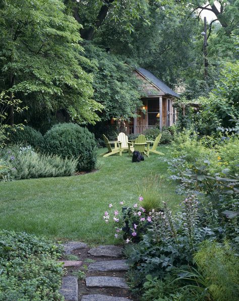 http://www.lonny.com/photos/Landscaping/Dh3BKwVJL_0 Have Inspiration, Small Cabin, Cabin In The Woods, Garden Spaces, The Grass, Shade Garden, Dream Garden, House In The Woods, Garden And Yard