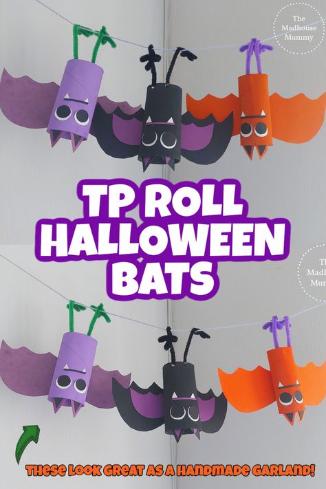 Tp Roll Halloween Bats, Halloween Crafts For Kids Using Construction Paper, Paper Towel Halloween Crafts, Toilet Roll Craft Halloween, Toilet Paper Bats, Halloween Crafts Using Toilet Paper Roll, Toilet Paper Tube Halloween Crafts, Toilet Paper Roll Spider Craft, Toilet Roll Bats