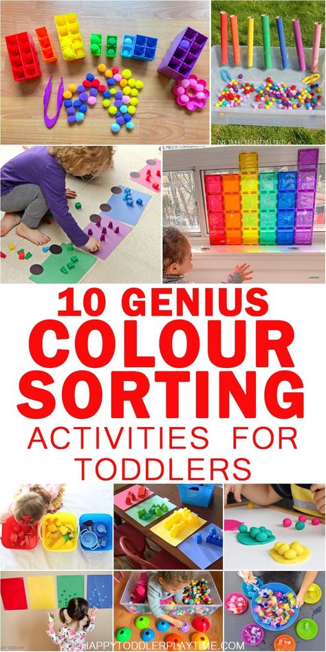 10 Genius Colour Sorting Activities for Toddlers – HAPPY TODDLER PLAYTIME Montessori Color Activities, Sorting Activities For Toddlers, Colour Sorting Activities, Aba Activities, Color Activities For Toddlers, Infant Development, Toddlers Activities, Color Sorting Activities, Sorting Colors