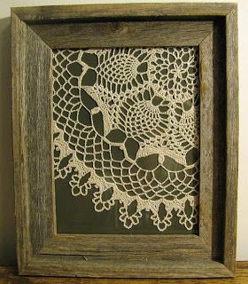 "Bree's Way" ~~ by Bree: What I Do With It Framed Doilies, Doily Art, Cuadros Diy, Doilies Crafts, Lace Doily, Deco Originale, Linens And Lace, Lace Doilies, Red Frame