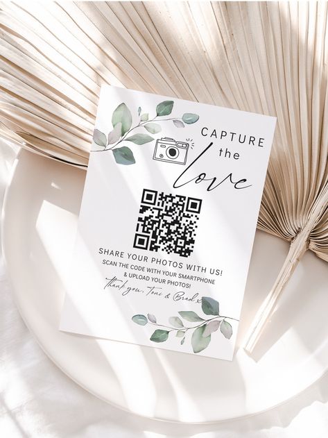 Editable Templates with QR codes.  Canva Templates in 11 Sizes. Printable Capture the Love Sign, Share your Photos QR Code ❤ »» CANVA »» ❤ Very Easy Templates!  �★ Co-ordinating Templates: https://etsy.me/3l9dtIY ♥ PRINTING ♥  To help you save more money, I've teamed up with some reputable printing websites who print in different sizes and formats: connieandjoan.com/pages/printing ★ Save an extra 10% with Prints Of Love ★  Use this code at the checkout: connieandjoan10 (Applies to orders over $49 Qr Code For Wedding Photos, Love Qr Code, Wedding Qr Code, Qr Code Scanner, Heading Fonts, Wedding Name, Sign Wedding, Love Signs, Love Wedding