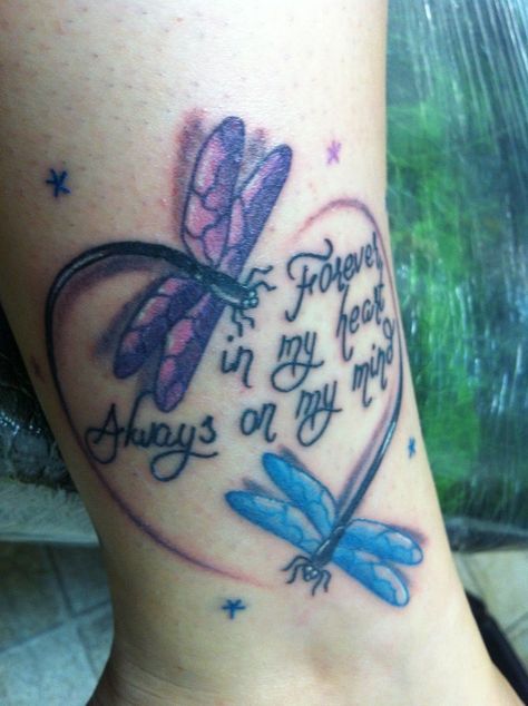 Purple Butterfly Tattoo, Dragonfly Tattoo Design, Remembrance Tattoos, Lost Loved Ones, Tattoos Skull, Memorial Tattoo, Dragonfly Tattoo, Tattoo Design Book