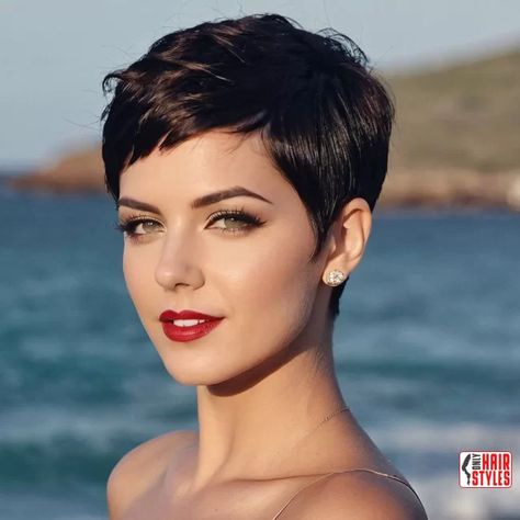 Brunette Pixie Cut, Beckham Hair, Brunette Pixie, Growing Your Hair Out, Pixie Cut With Bangs, Traditional Hairstyle, Cute Short Haircuts, Hair Issues, Great Haircuts