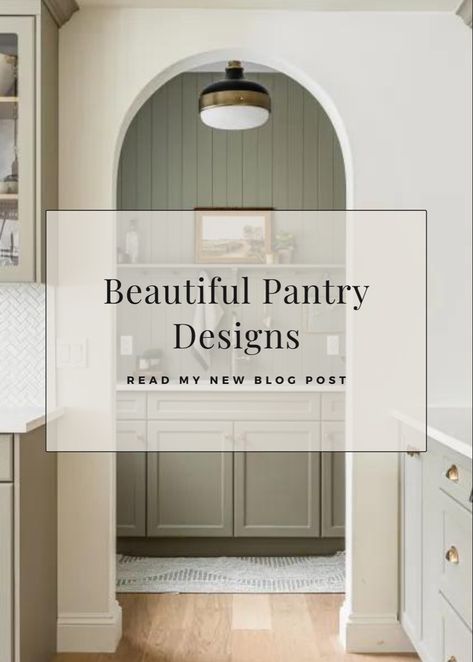 Beautiful trendy pantry designs to inspire you! Pantry Entrance In Kitchen, Dark Moody Pantry, Pantry Colors Paint, No Door Pantry, Studio Mcgee Pantry, Pantry Pocket Door, Pantry Doors Ideas, Walk Through Kitchen, Pantry Design Ideas