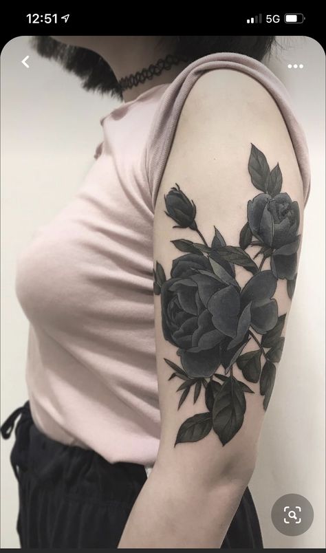 Rose Tattoo Cover Up, Arm Cover Up Tattoos, Flower Cover Up Tattoos, Tatuaje Cover Up, Black Flowers Tattoo, Black Rose Tattoo, Cover Up Tattoos For Women, Black Tattoo Cover Up, Blackout Tattoo