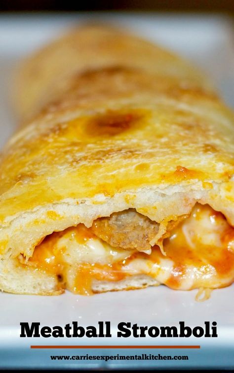 Meatball Stromboli Recipe, Meatball Stromboli, Stromboli With Pizza Dough, Pizza Dough Italian, Meatball Calzone, Meatballs Marinara, Calzone Recipes, Stromboli Recipes, Meatballs Sauce