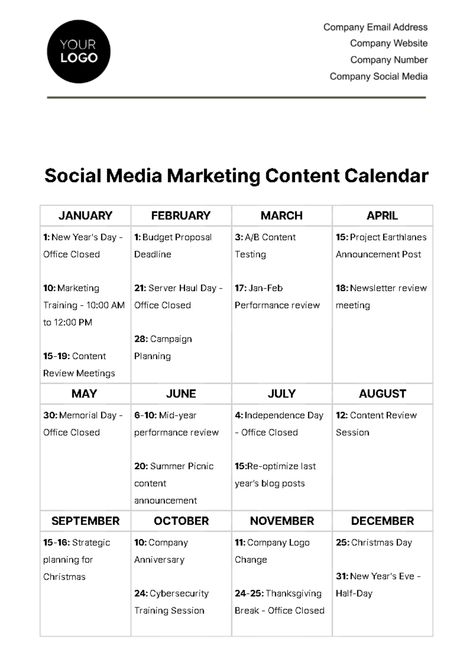 Marketing Content Calendar, Social Media Content Calendar Template, Content Schedule, Content Template, Marketing Calendar Template, Calendar Schedule, Content Calendar Template, Cybersecurity Training, Campaign Planning