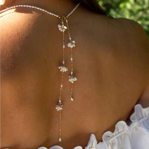 Fleurette Back Drop Necklace Christine Elizabeth Jewelry 14k Gold Filled New Never Used In Box Wedding Dress Necklaces, Drop Necklaces, Backdrop Necklace, Necklace For Strapless Dress, Vintage High Tea, Wedding Dress Necklace, Elizabeth Jewelry, Back Necklace, Jelly Shoes