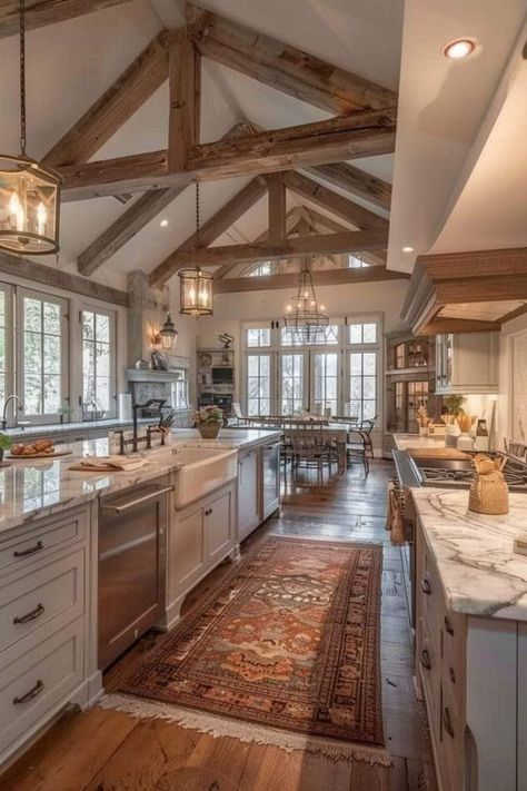 Barn Style House Plans, Dream Life House, Dream Kitchens Design, Farmhouse Kitchen Design, Dream House Rooms, Barn Style House, House Plans Farmhouse, Spacious Kitchens, Dream House Plans