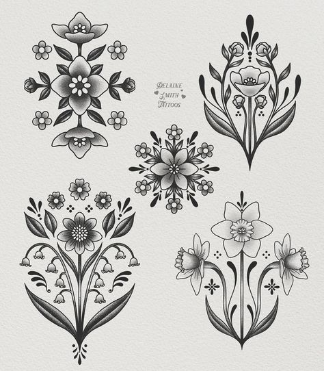 New flower flash! Down to do these in color or black and grey! I’ve got some limited time next week ✨ Nordic Flower Tattoo, Spiritual Intuition, Flower Flash, March Flower, Tattoos 2022, Couples Tattoo, Tattoo Appointment, Blackwork Designs, Tattoos Inspiration