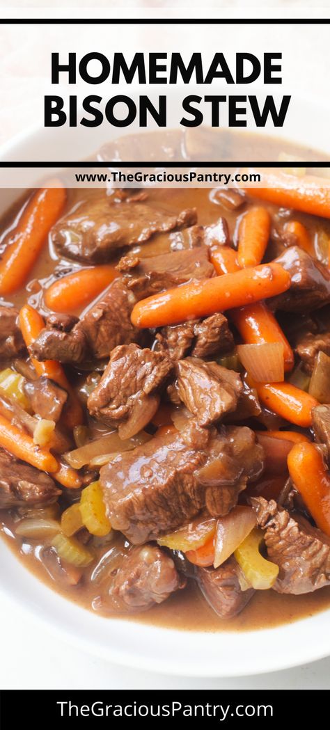 This delicious bison stew recipe is perfect for a chilly evening. It’s a hearty stew that can be made in a slow cooker, or on the stove top in a large heavy pot. Stew Recipes Stove Top, Bison Stew, Hearty Stew, Onion Vegetable, Clean Eating Meal Plan, Hearty Stews, Stew Recipe, Just Cooking, Beef Stew