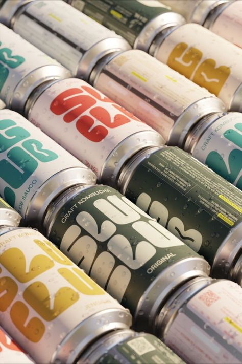 Slug Club Kombucha Shakes Up The Saturated Kombucha Industry Kombucha Can Design, Beverage Design Packaging, Canned Drink Photography, Packing Design Creative, Kombucha Aesthetic, Kombucha Design, Kombucha Branding, Simple Packaging Design, Slug Club