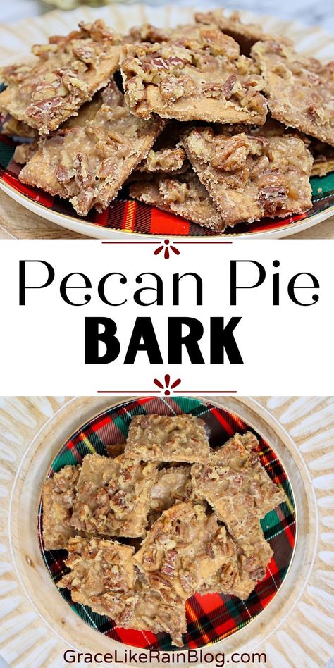 Do you love the combination of sweet and salty flavors? If so, this Brown Sugar Pecan Pie Bark recipe is for you! This delicious treat is perfect for family gatherings or even just a night in with your friends. With its rich toasty flavor, crunchy texture, and creamy bites of candied pecans, it's sure to be one of the highlights of any baking menu. Let's get baking! All you need are a few simple ingredients and about 10 minutes in the oven. Let's make some delightful brown sugar pecan pie bark! Pecan Bark Recipe, Pecan Toffee Recipe, Pecan Pie Bark Recipe, Brown Sugar Pecan Pie, Apple Pie Cheesecake Bars, Pecan Pie Bark, Nuts Recipes, Graham Cracker Toffee, Thanksgiving Chocolates