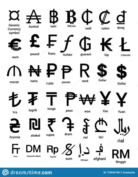 Black and White World Currency Symbol Vector Bundle Set Stock Vector - Illustration of banking, isolated: 178594196 Currency Symbols World, World Currency Symbols, Currency Symbols Icons, Fantasy Currency Names, Currency Tattoo, Money Symbols, Armenian Symbols, World Flags With Names, Money Symbol