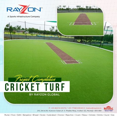 We are delighted to announce completion of turnkey cricket turf for one of our prestigious client. Cricket turf gives you a feel of mini size cricket stadium. It is the most trending concepts in sporting industry and players from every age group enjoys playing. To know more contact us now. Call: +91- 86574 61579 / +91 77188 83045 or mailus@rayzon.in visit: http://rayzon.in/ Box Cricket, Cricket Stadium, Artificial Turf, Baseball Field, Soccer Field, Sports