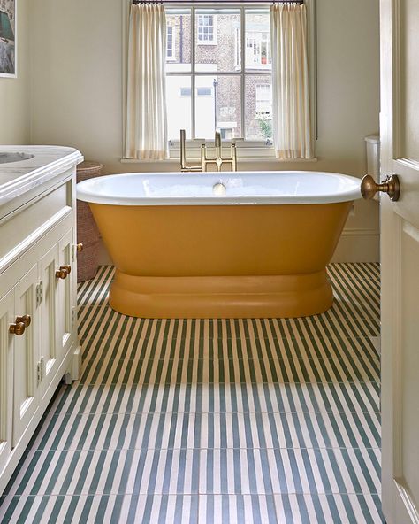 Lookbook - Otto Tiles & Design USA Striped Floor Tile, Otto Tiles Bathroom, Victorian Style Bathroom Ideas, Striped Tiles Bathroom, Striped Bathroom Tile, Striped Tile Bathroom, Small Shower Ideas Bathroom, Modern Bathroom Decor Ideas Inspiration, Playful Bathroom