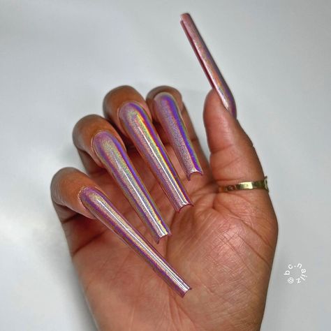 J A Z M I N E 💜 on Instagram: “Chrome Powder ✨ *Forgot To Post The Pics Of This Nail Set Gel-X Nail Set (No Acrylic) @kingofnail -5xl Coffin Nail Tips #gelx…” 5xl Nails, Chrome Powder, Coffin Nails, Nail Tips, Hair Straightener, Nails, On Instagram, Instagram