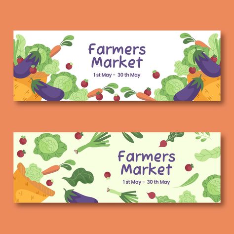 Free Vector | Hand drawn flat design farmers market banner Market Banner, Market Signage, Vector Hand, Flat Design, Farmers Market, Graphic Resources, Banners, Hand Drawn, Vector Free