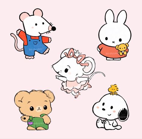 Cute Mouse, Cute Little Drawings, Childhood Friends, Doodle Drawings, Cute Doodles, Pretty Art, Cartoon Animals, Cute Icons, Doodle Art