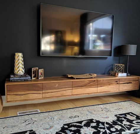 Ingrain on Instagram: “Collie TV unit for Sue. This one is 2.7m long 👌” Floating Tv Unit, Tv Mounted, Tv Unit Design Modern, Tv Fal, Tv Unit Decor, Floating Tv, Living Room Tv Unit Designs, Living Room Tv Unit, Tv Room Design