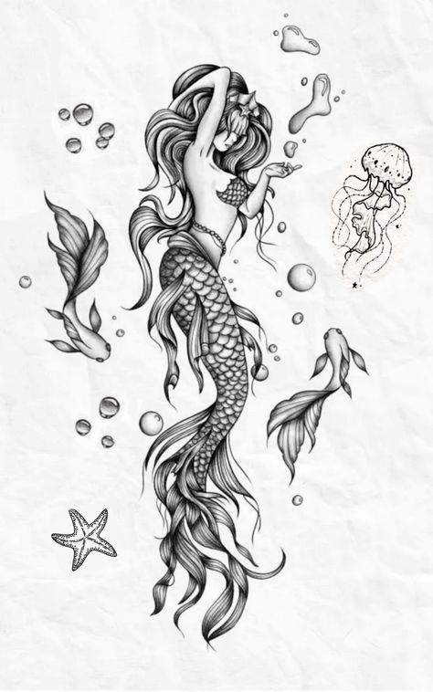 Mermaid Tattoo Ideas For Women Forearm, Mermaid Spine Tattoo, Mermaid Shoulder Tattoo, Mermaid Hip Tattoo, Dark Mermaid Tattoo, Mermaid Tattoos For Women, Mermaid Tattoo Ideas For Women, Mr Cartoon Tattoo, Mermaid Sleeve Tattoos