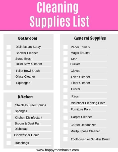 Cleaning Supplies Checklist, Putz Hacks, Free Printable Cleaning, Cleaning Supplies List, Essentials Checklist, Deep Cleaning Hacks, Casa Clean, House Cleaning Checklist, Cleaning List