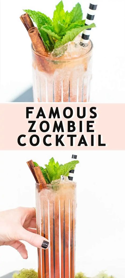 Zombie Cocktail Recipe, Zombie Recipe, Cheese Zombies, Creepy Cocktails, Cocktails Classic, Zombie Cocktail, Zombie Food, Boat Drinks, Creepy Halloween Food