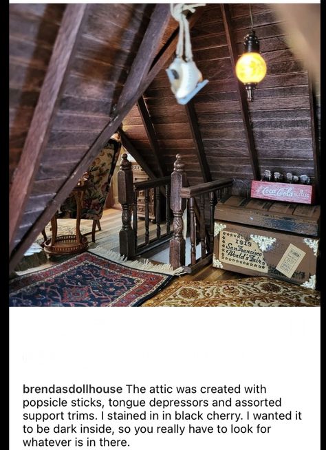 Dollhouse Attic, Dollhouses Ideas, Dollhouse Staircase, Housing Inspiration, Tiny Objects, Queen Anne House, Dollhouse Building, Doll House Plans, Dollhouse Projects