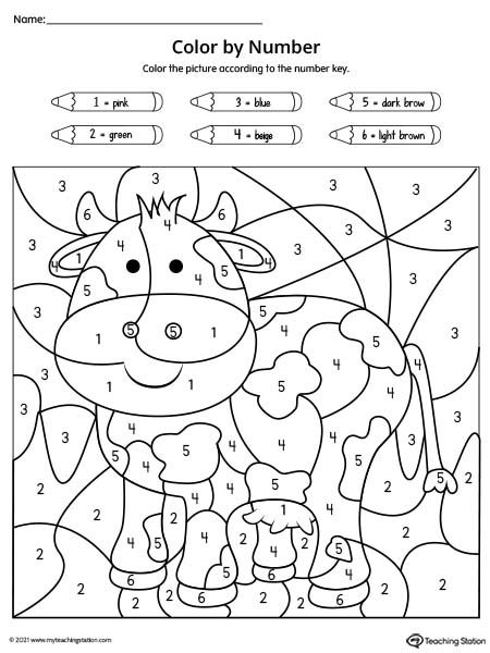 Preschool Printable Worksheets | MyTeachingStation.com Color By Number 1-10 Free Printable, Complete The Picture Worksheet, Cow Worksheets Preschool, Easy Color By Number Printable Free, Colour By Numbers Printable For Kids, Color By Number Animals, Color By Alphabet, Kindergarten Color By Number, Kids Color By Number