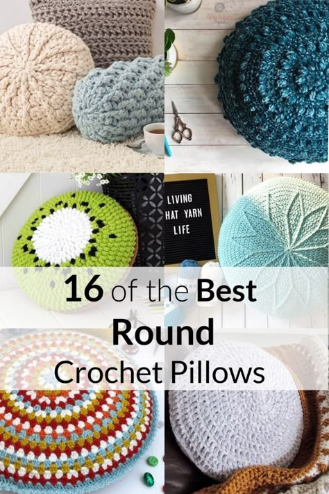 Pattern Round-ups Archives - This Pixie Creates Crochet Round Pillow Patterns Free, Round Pillow Crochet Pattern Free, Crochet Circle Pillow, Round Pillow Crochet, Crochet Pillow Ideas, Crochet Pillowcase, Crocheted Pillows, Circular Crochet, Modern Haken