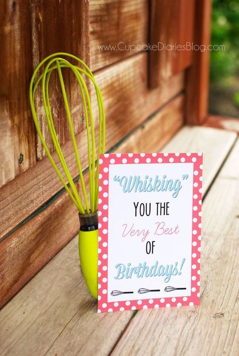 Birthday Whisk with Free Printable: Rs Gifts, Ministering Quotes, Birthday Girl Ideas, Ministering Gifts, Relief Society Birthday Gifts, Relief Society Gifts, Pun Cards, Relief Society Birthday, Cupcake Diaries