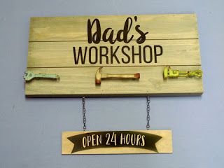 Ben Franklin Crafts and Frame Shop: Make a Dad's Workshop Sign Dads Workshop Sign Diy, Diy Xmas Gifts, Father's Day Diy, Garage Plans, Pallet Projects, Clothes Crafts, Diy Signs, Frame Shop, Xmas Gifts