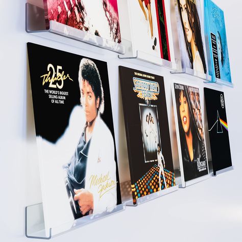 PRICES MAY VARY. Strong & Transparent: ILYXY Acrylic Record Shelf is made of high quality acrylic panels directly imported from Japan. Super Strong, it does not deform easily even under enormous amount of pressure. Super Transparent, it is as if the vinyl record is suspended on the wall. If high-end, classy display effect is what you are looking for, look no further, you've found it. Private Collection, Only for You: Spread your favorite records on the wall, easily spot and access whichever albu Display Vinyl Records, Record Holder Wall, Record Shelf Wall, Vinyl Record Shelf, Vinyl Record Holder, Vinyl Record Display, Vinyl Record Store, Vinyl Display, Record Shelf