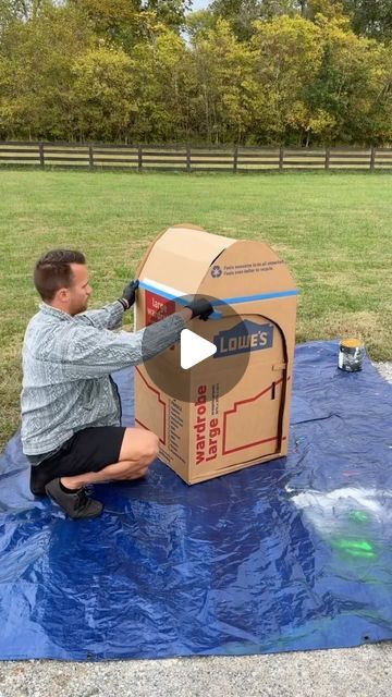 Jordan Flom on Instagram: "Perfect costume for Dad! 🤣 #fall #halloween #costume #dad #diy" Port A Potty Costume, Porta Potty Halloween Costume, Tent Costume, Halloween Costumes For Dads, Cardboard Costumes Diy, Cardboard Halloween Costumes, Cardboard Box Costume, Fall Halloween Costume, Adult Costumes Diy