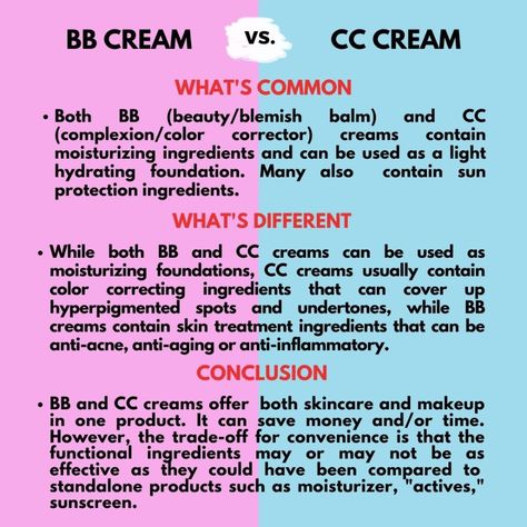 Science of Skincare & Makeup on Instagram: “Hi friends, ⁣⁣ ⁣⁣ What's the difference between BB and CC cream? There seems to be a hype in "alphabet" labels these days. One thing to…” Bb And Cc Cream, Complexion Colors, Bb Creams, Color Corrector, Cc Cream, Skincare Makeup, Bb Cream, Propylene Glycol, Brown Skin