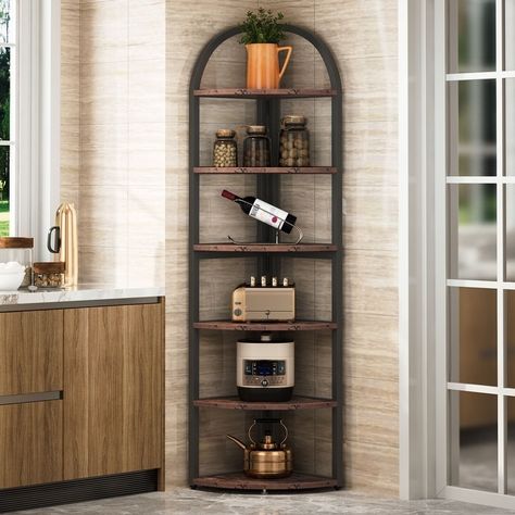 6 Tier/7 Tier Corner Shelf, Tall Corner Bookshelf, Freestanding Display Book Shelf - Bed Bath & Beyond - 34530242 Bookshelves For Small Spaces, Rustic Plant Stand, Corner Shelf Unit, Corner Bookshelf, House Planning, Small Bookshelf, Corner Bookshelves, Corner Space, Corner Shelf