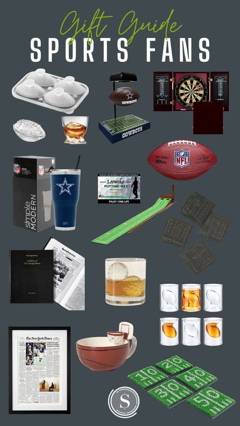 All the gifts the sports fanatic in your life would LOVE to find under the tree! Gifts For Sports Lovers, Gifts For Athletes, Sports Lover Gifts, Easy Christmas Gifts, Christmas Baskets, Gifts For Sports Fans, Under The Tree, Themed Gifts, Sports Lover