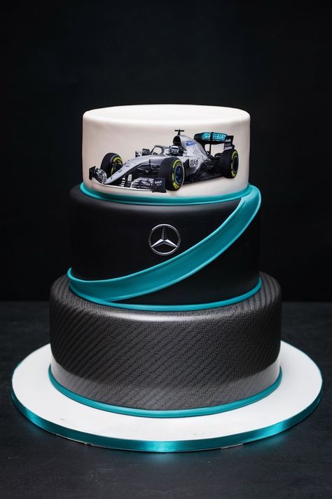 Mercedes F1 Birthday Cakes for Him: A Taste of Victory Mercedes Birthday Party, Cake Designs Car, F1 Theme Cake, Car Cake For Men, F1 Birthday Cake, Formula 1 Cake, Car Themed Cake, F1 Cake, F1 Birthday