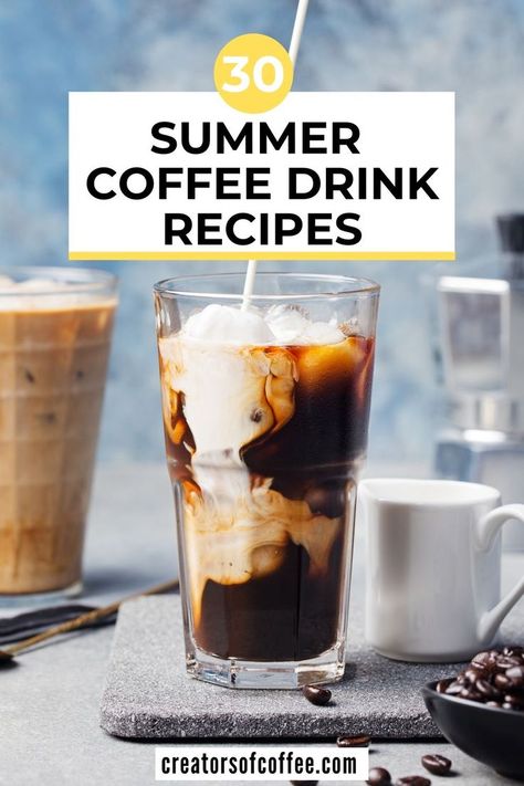 Enjoy ice cold coffee this summer with the best cold coffee drinks. From cold brew coffee to the best iced coffee, we share 30 ways to drink coffee cold. Coffee Drinks Recipes, Alcoholic Coffee, Alcoholic Coffee Drinks, Vietnamese Iced Coffee Recipe, Cold Coffee Drinks Recipes, Summer Coffee Drinks, Coffee Breakfast Smoothie, Coffee Smoothie Recipes, Coffee Recipe Healthy