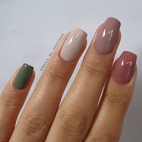 Purple Gel Nails, Plum Nails, Multicolored Nails, Fall Gel Nails, Green Nail, Her Nails, Cute Gel Nails, Gradient Nails, Neutral Nails