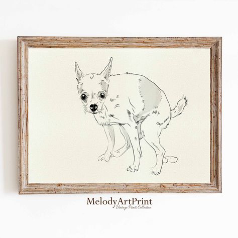 Pooping Dog Art Print, Dog Line Art Drawing, Funny Bathroom Wall Art, Dog Vintage Style Poster, Animal Pooping Prints, Home Printable Art Pooping Dog, Vintage Style Poster, Drawing Funny, Vintage Art Paintings, Dog Bathroom, Printable Dog, Dog Line Art, Poster Animal, Dog Art Print