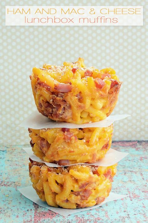 Ham and Mac and Cheese Lunchbox Muffins | Four Ingredients (you probably have them all) | Goes together in a flash! Mac And Cheese Muffins, Creative School Lunches, Lunch Ideas For Kids, Mini Hamburgers, Easy Lunch Boxes, School Lunch Ideas, Cold Lunches, Toddler Lunches, Healthy School Lunches