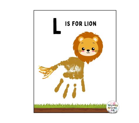 Letter L Handprint Craft Art Printable Template / Alphabet Crafts Letter L Handprint, Lion Handprint, Handprint Template, L Is For Lion, Handprint Printable, Alphabet Crafts Preschool, Mothers Day Poems, Circle Math, Preschool Activities Toddler