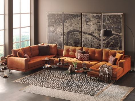 ARTE | Corner sofa Arte Collection By Enza Home Tv Room Sofa, Sofa Set Modern, Sofa And Table, Sofa Arrangement, Modern Table Setting, Corner Sectional Sofa, Cabin Furniture, Corner Sofa Set, Shaped Sofa