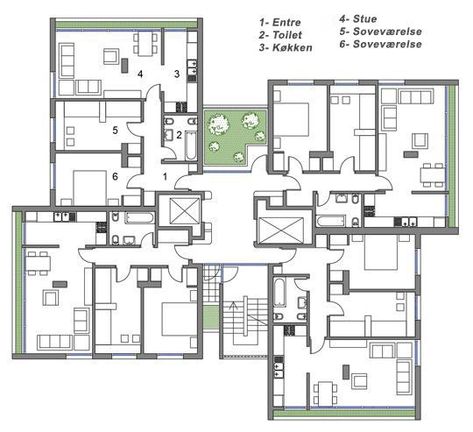 Apartment Design Architecture Plan, Apartment Architecture Plans, Apartment Building Floor Plans, Residential Plan, Residential Building Plan, Residential Architecture Apartment, Small Apartment Building, 3d Floor Plan, Building Layout