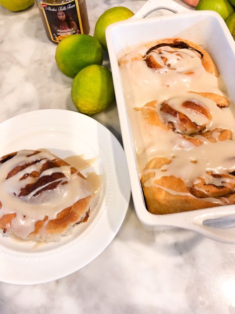 Fabulous Pineapple Cinnamon Rolls Akaka Falls, Marmalade Jam, Active Dry Yeast, Organic Butter, Organic Eggs, Organic Milk, Organic Sugar, White Flour, Cinnamon Buns