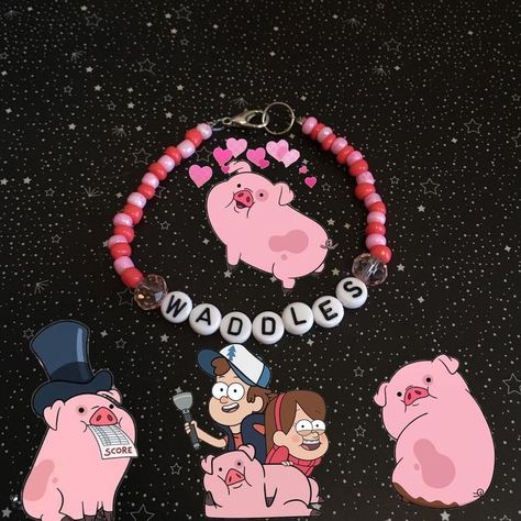 Gravity Falls Waddles, Disney Bracelets, Indie Bracelets, Bracelets Bff, Diy Kandi Bracelets, Pony Bead Bracelets, Clay Bead Necklace, Diy Kandi, Friendship Bracelets With Beads